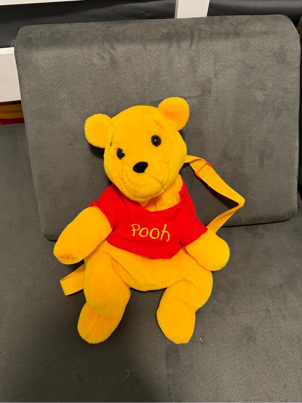 Disney Yellow Winnie the Pooh Plush Backpack with Red Shirt